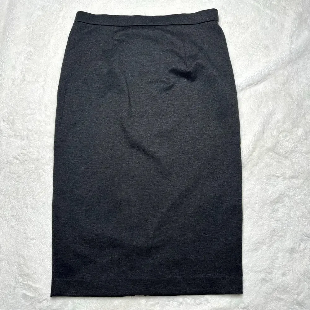 GRACE ELEMENTS Charcoal Gray Zip Front Stretch Pencil Skirt size Small